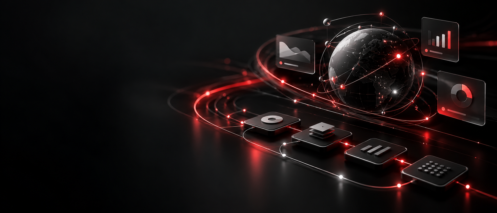 Abstract red and white digital network and business technology illustration